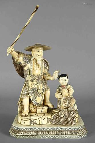 Group of ivory figures, "Fisherman