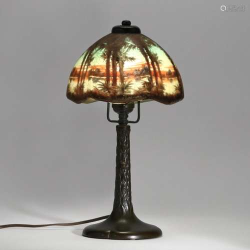 Handel, Tropical Reverse Painted Boudoir Lamp