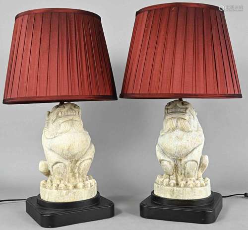 Pair of antique stone Foo dogs on r