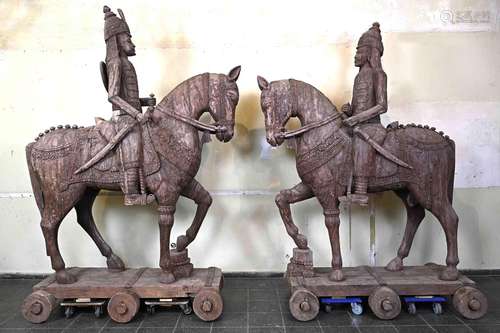 Two monumental riders on horseback