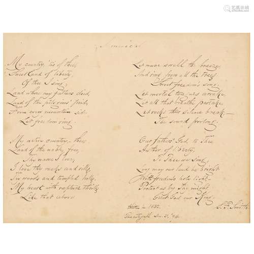 Verses to America (My Country 'Tis of Thee), Penned by ...