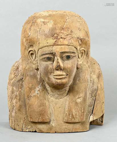 Egyptian sarcophagus bust. Upper pa