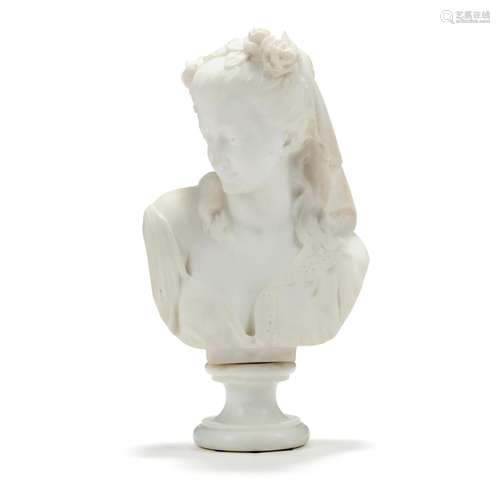 Rafaelo Battelli (Italy, 1856-1928), Carved Marble Bust of F...