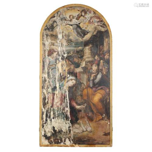 A Large Italian Renaissance Style Painting of The Nativity