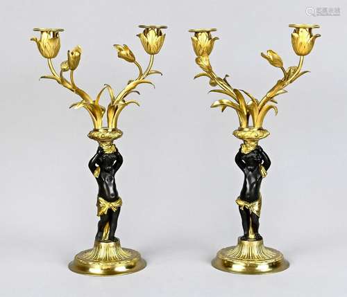 Pair of very decorative bronze cand