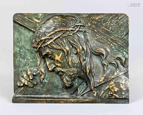 Bronze relief, "Christ carrying the