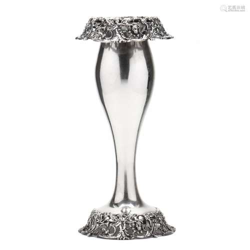 A Tall Dominick & Haff Sterling Silver Vase