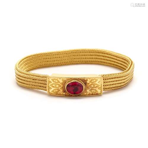 High Karat and 18KT Gold and Gem-Set Bracelet, Bikakis &...