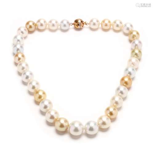 South Sea Pearl Necklace with Gold and Diamond Set Clasp