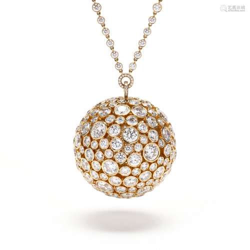 Gold and Diamond Ball Pendant Necklace, Tiffany & Co.