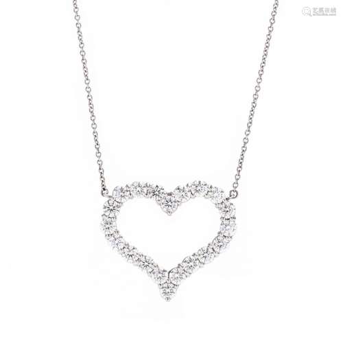 Platinum and Diamond Pinch Heart Pendant Necklace, Tiffany &...