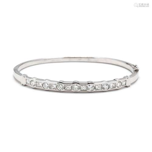 Platinum and Diamond Bangle Bracelet