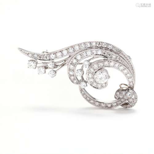 White Gold and Diamond Brooch / Pendant