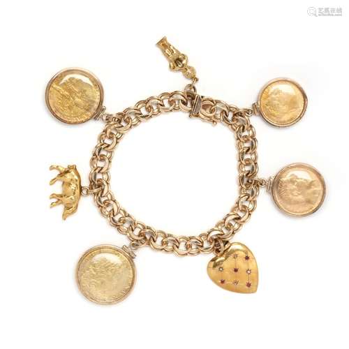 Gold Bracelet With Charms and Coins