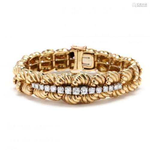 Vintage Gold and Diamond Bracelet Watch, Van Cleef & Arp...