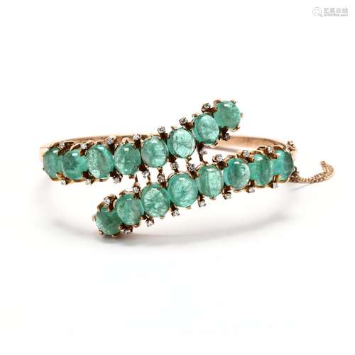 Gold, Emerald, and Diamond Bracelet