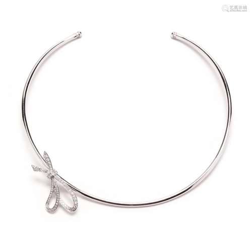 White Gold and Diamond Bow Collar Necklace, Tiffany & Co...