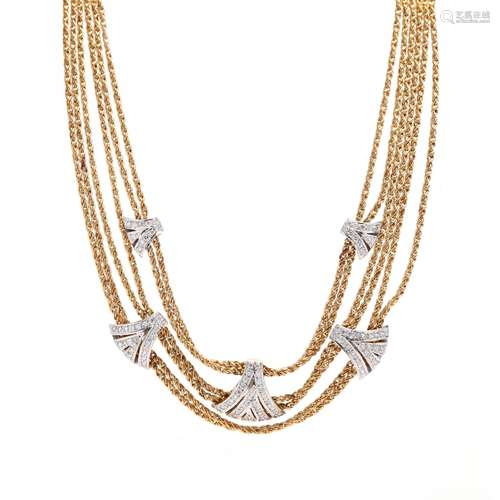 Bi-Color Gold and Diamond Necklace, Brasolin