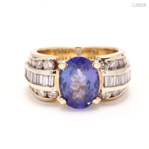 Bi-Color Gold, Tanzanite, and Diamond Ring