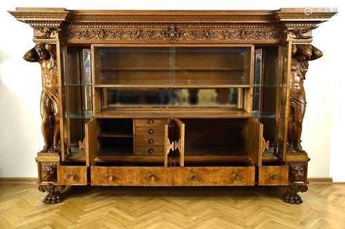 Rare Neo-Renaissance bookcase, circ