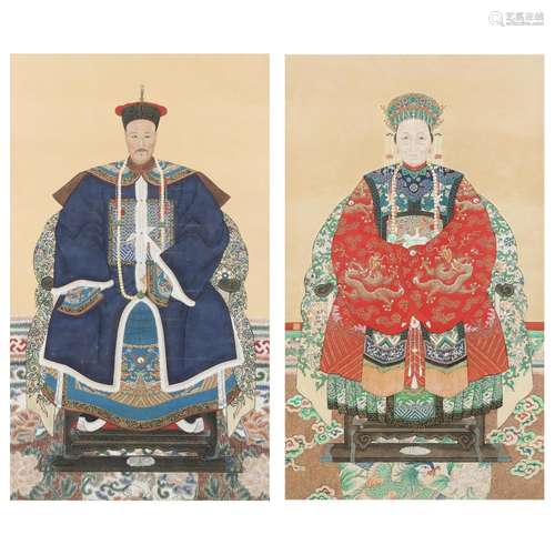 A Pair of Chinese Ancestor Portraits