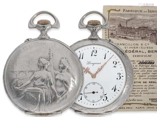 Pocket watch: beautiful Longines Art Nouveau marksman's...