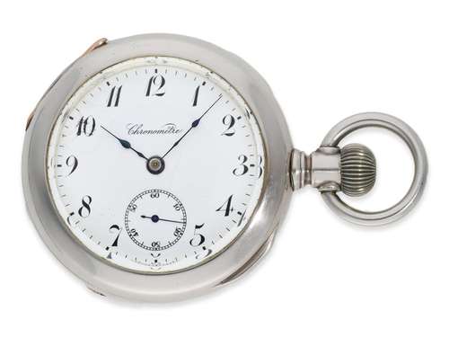 Pocket watch: extremely heavy Swiss pivoted detent chronomet...