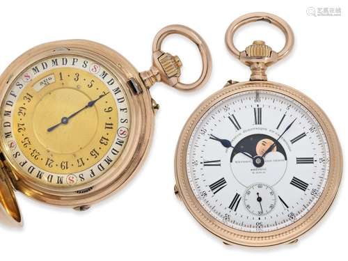 Pocket watch: extremely rare astronomical calendar watch wit...