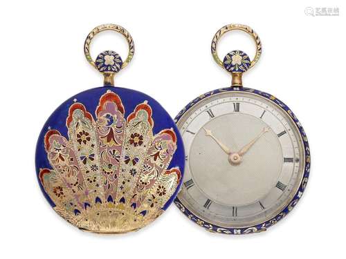 Pocket watch: exceptional gold/ enamel lepine with repeater ...