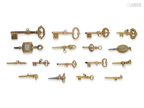 Watch keys: small collection of rare verge watch keys, ca. 1...