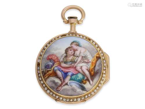 Pocket watch: exquisite 'Louis XV' gold/enamel ver...