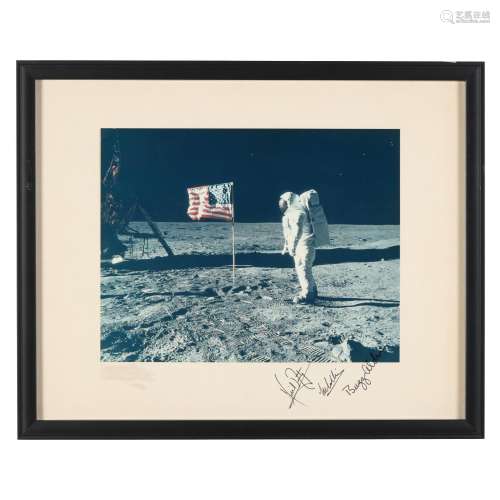 Apollo 11 Crew Signed Lunar Photograph