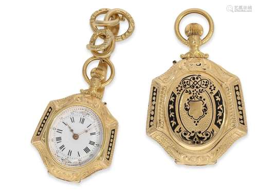 Pocket watch/form watch: magnificent gold/enamel form watch/...