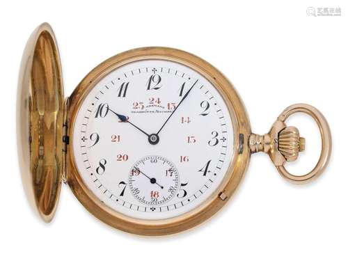 Pocket watch: very fine pink gold Glashütte hunting case wat...