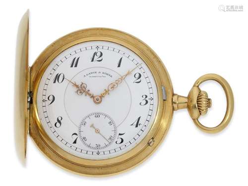 Pocket watch: large thin gold hunting case watch with high-q...