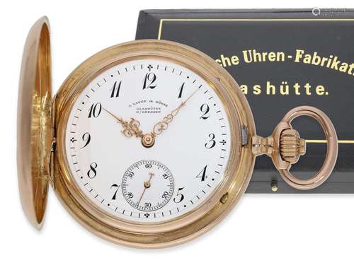 Pocket watch: pink gold Glashütte hunting case watch with hi...