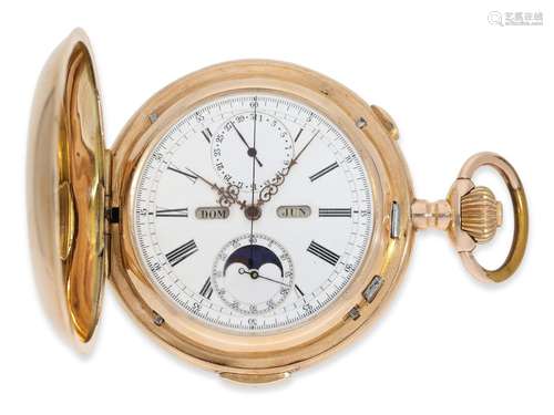 Pocket watch: heavy astronomical gold hunting case watch wit...