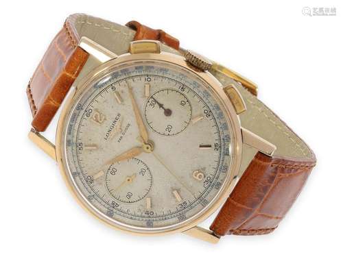 Wristwatch: searched large vintage chronograph in pink gold,...