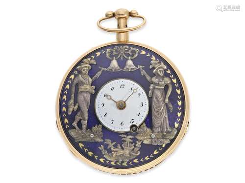 Pocket watch: high-quality Jacquemart figure automaton with ...