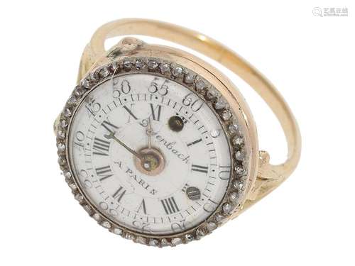 Ring watch: rare gold ring watch with diamonds, Louis XV dia...