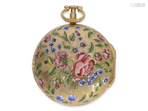 Pocket watch: early and very rare 20K gold/enamel Louis XV v...