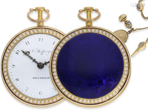 Pocket watch: exquisite English gold/enamel verge watch with...