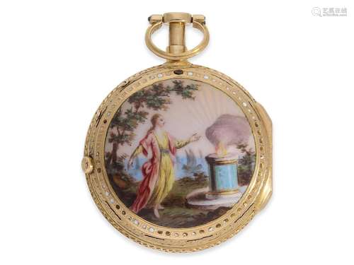 Pocket watch: exceptionally beautiful, very fine gold/enamel...