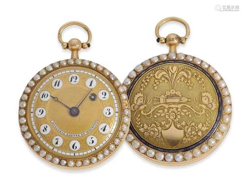 Pocket watch: exquisite and extremely rare gold/enamel verge...