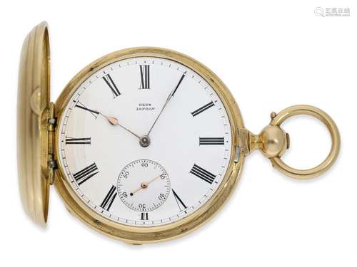 Pocket watch: heavy gold hunting case watch with chronometer...