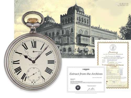 Pocket watch: extremely rare deck chronometer with 50h power...