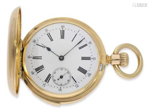 Pocket watch: Patek Philippe gold hunting case watch with qu...