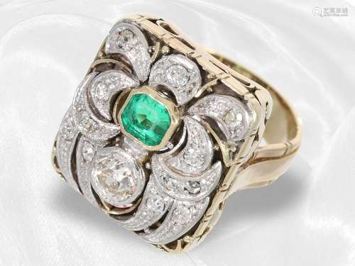 Ring: very decorative antique ring with large old cut diamon...