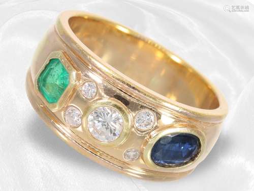 Ring: high quality solid gold jewelry ring with colored ston...