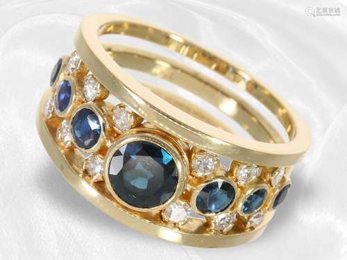 Ring: gorgeous sapphire/brilliant ring, total approx. 3.43ct...